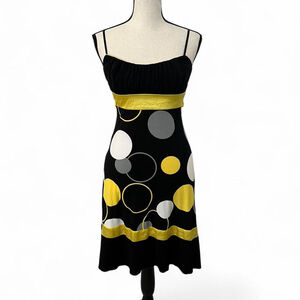 Vintage Y2K Trixxi Black & Yellow Polka Dot Dress - Size S
